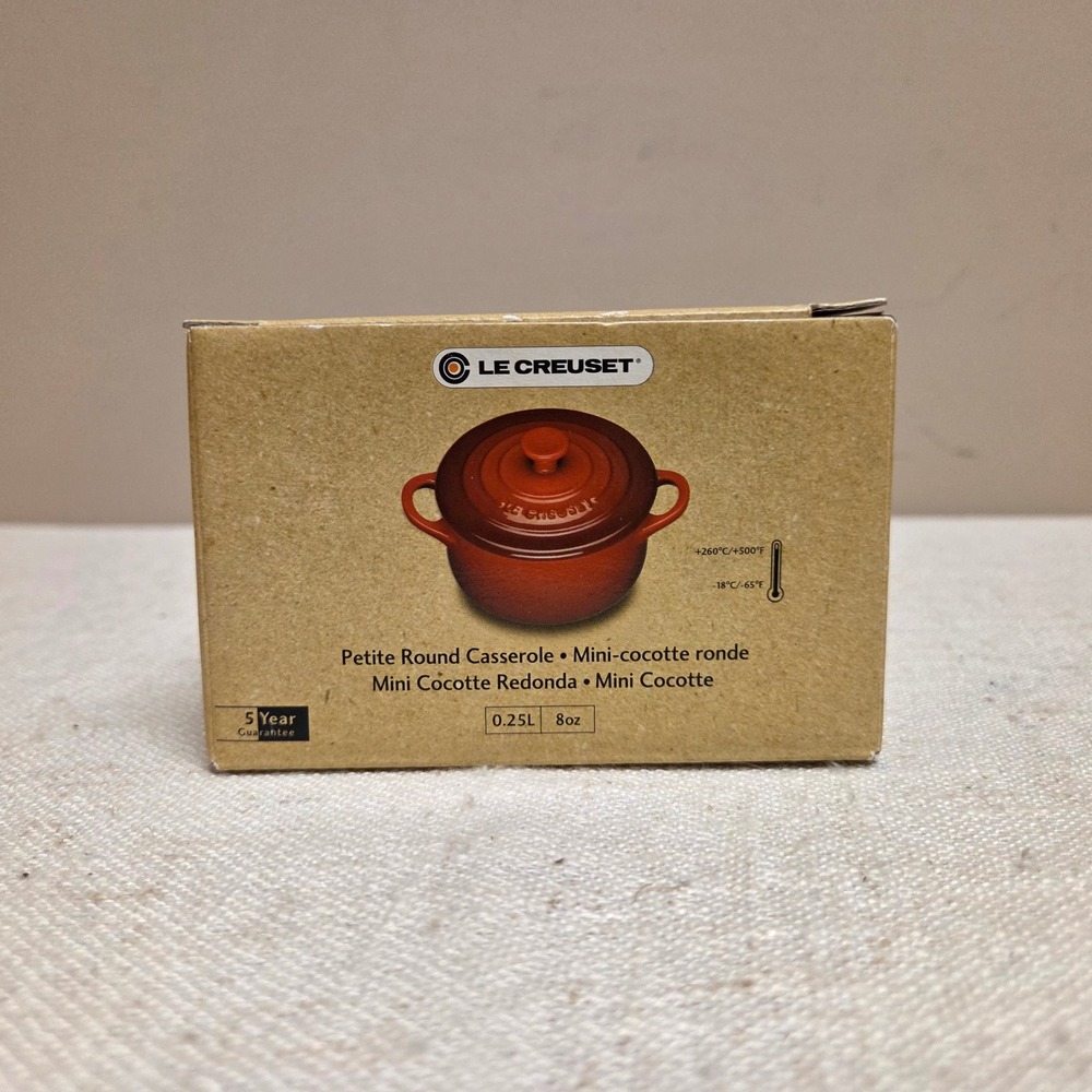 Le Creuset 8oz Petite Round Casserole Mini Cocotte Red Stoneware with Lid